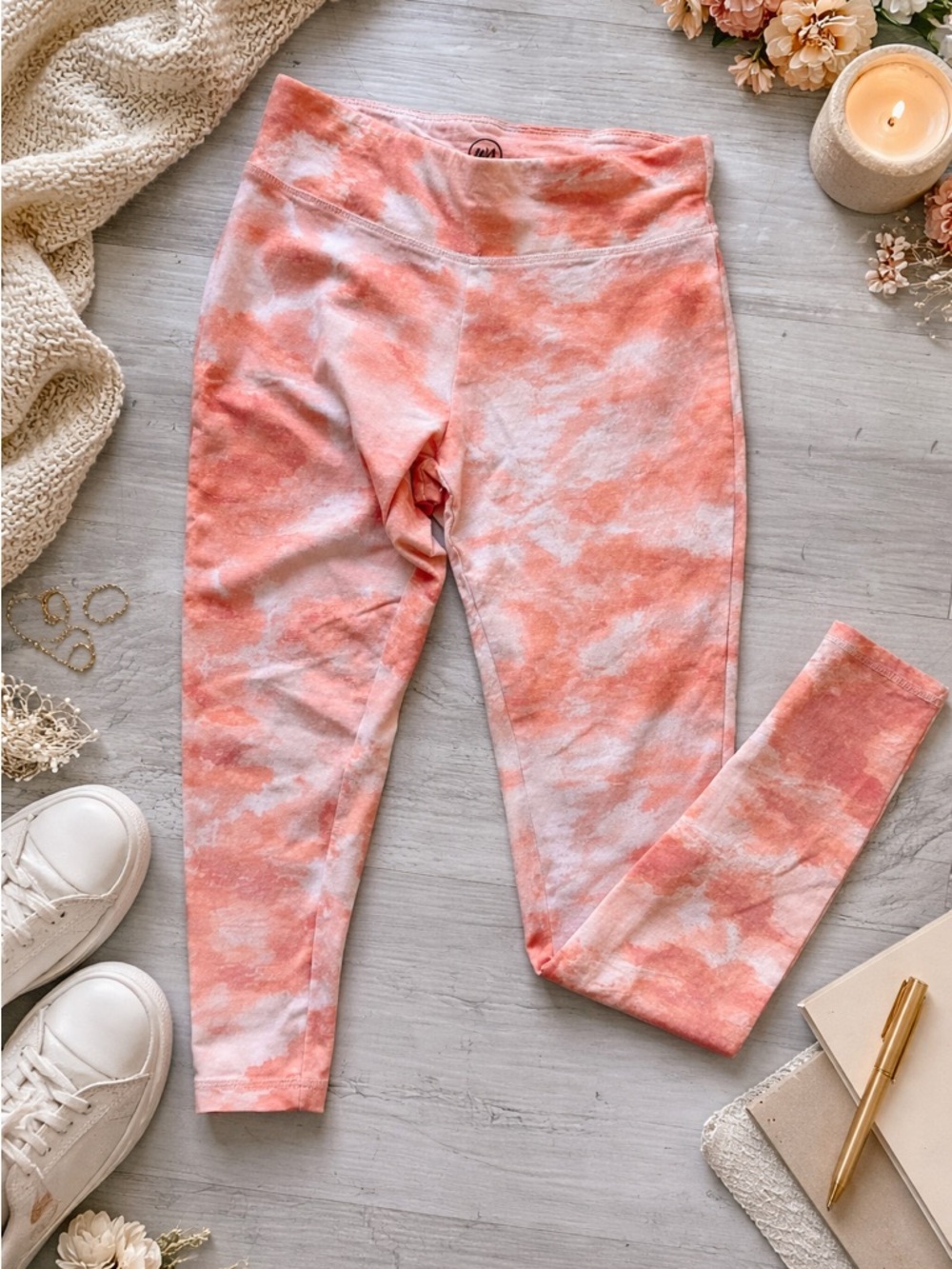 Wet Seal Pink & White Tie-Dye Leggings